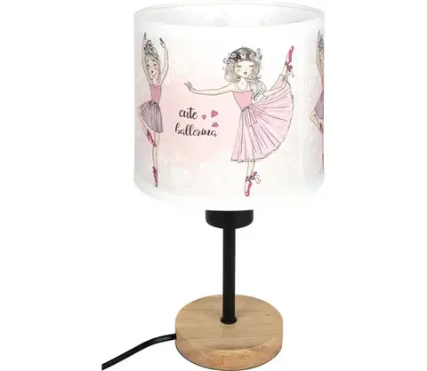 Lampy BRILAGI - Stolná lampa BOBO WOOD 1xE27/25W/230V dub/čierna/biela/ružová/balerínky BG1567+BG5591