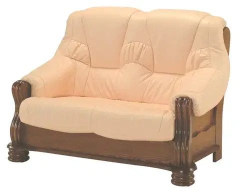Sedacie súpravy PYKA Adam kožená dvojsedačka drevo D3 / svetlomarhuľová (Rose white)