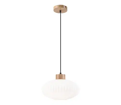 Svietidlá  Luster na lanku HARMONY 1xE27/15W/230V pr. 30 cm biela/dub LM - 1.258 / D