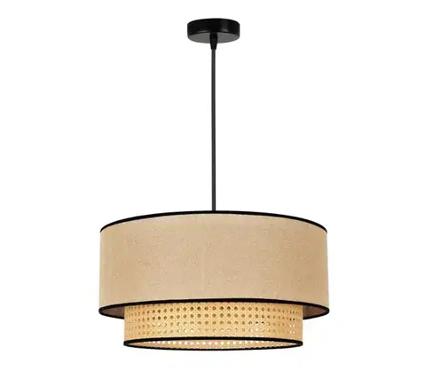 Svietidlá  - Luster na lanku BOHO 1xE27/15W/230V pr. 45 cm béžová/ratan 84304