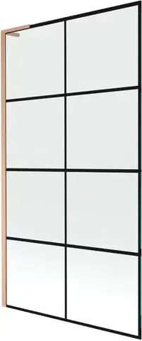 Sprchové dvere MEXEN/S - Next L vaňová zástena FIX 100 x 150, čierna vzor, meď kartáčovaná 895-100-000-03-77-65
