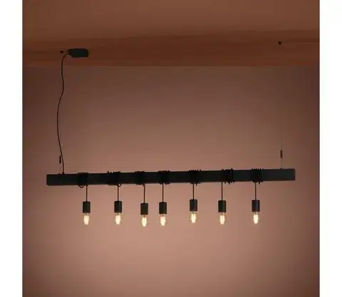 Svietidlá Eglo 39938 - Luster na lanku TOWNSHEND-B 7xE27/40W/230V čierna 39938