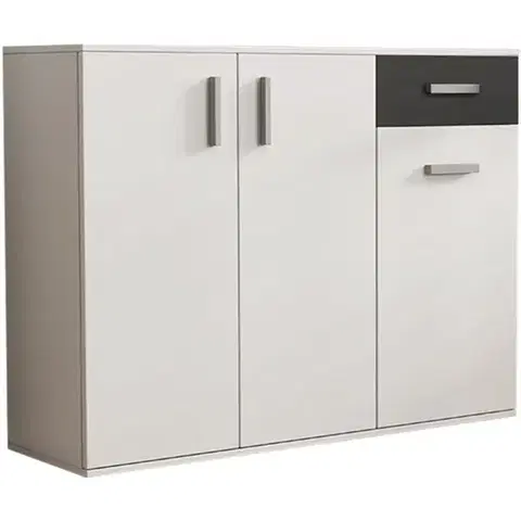 Komody do spálne Komoda Justus 07 White/ Black Gloss