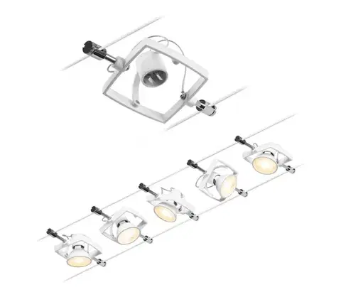 Svietidlá Paulmann 94432 - Súprava 5xGU5,3/10W Kompletný lanový systém MAC 230V biela 94432