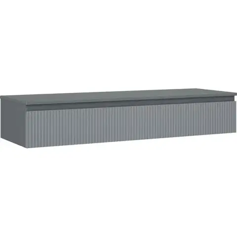 Kúpeľňový nábytok MEXEN/S - Rivel kúpeľňová skrinka pod umývadlo 140 cm s doskou, 1 šuplík, reliéf, grafit mat 91A20-14023-1-BFC66
