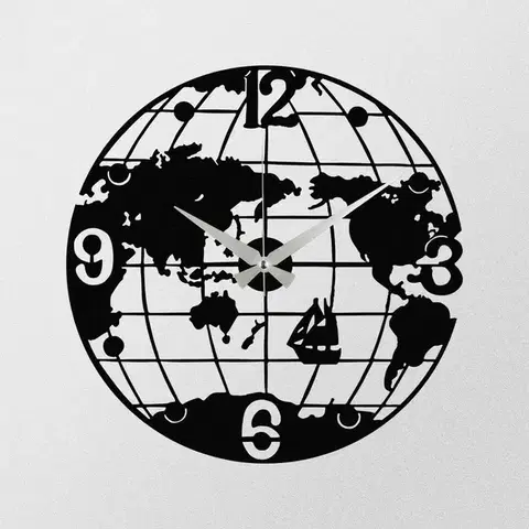 Hodiny Nástenné hodiny World S018 Black , 48 x 48 cm