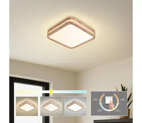 Svietidlá BRILAGI -LED Stropné svietidlo MOLINA SQUARE LED/32W/230V 3000/4000/6000K dub 30x30 cm BRI889