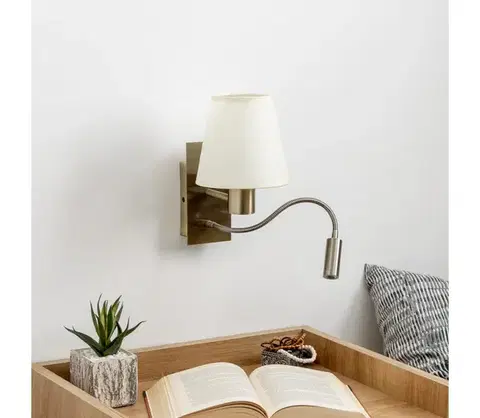 Svietidlá BRILAGI - LED Nástenná lampa NUBILA 1xE27/25W/230V + LED/3W mosadz/krémová BG1557+BG1572