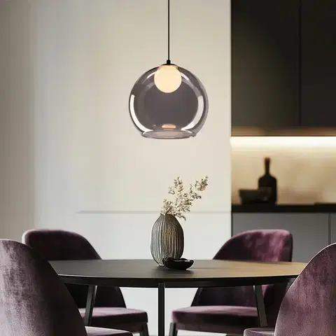 Stropná svetla Stropná lampa Brin čierna 1x15W G9 dymová s bielym tienidlom
