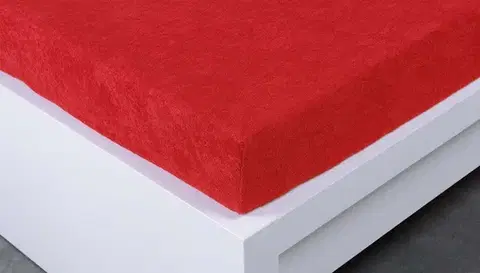 Plachty MKLozkoviny.sk Froté plachta 180 × 200 cm Exclusive – tmavočervená