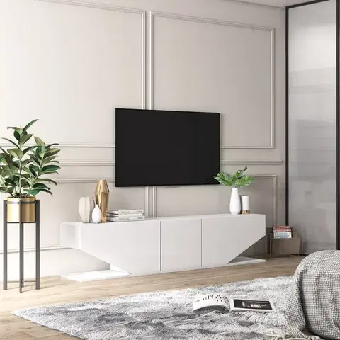 TV stolíky EMERALD TV stolík s dvierkami, biela