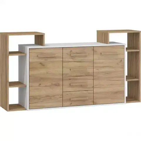 Komody do spálne Komoda RIO 2D4S craft biela/zlatý