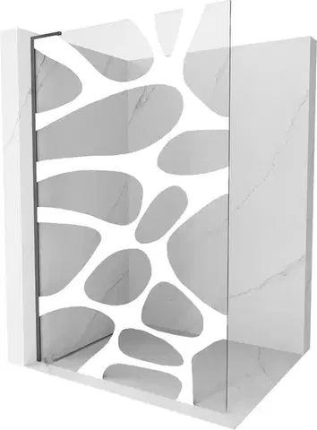Sprchové dvere MEXEN/S - Kioto L Sprchová zástena WALK-IN 70 x 200, biely vzor, grafit kartáčovaná 800-070-103-66-97