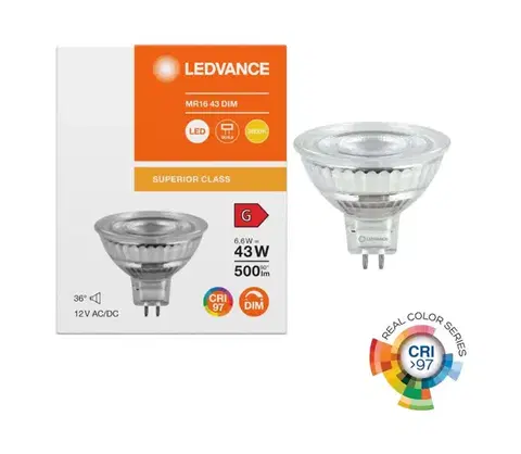 LED osvetlenie LED stmievateľná reflektorová žiarovka MR16 GU5,3/6,6W/12V 3000K 36° CRI 97 - Ledvance 4099854048159