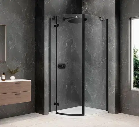 Sprchové dvere POLYSAN - GLOBE BLACK štvrťkruhová sprchová zástena 900x1000, číre sklo, ľavá GB2910LB