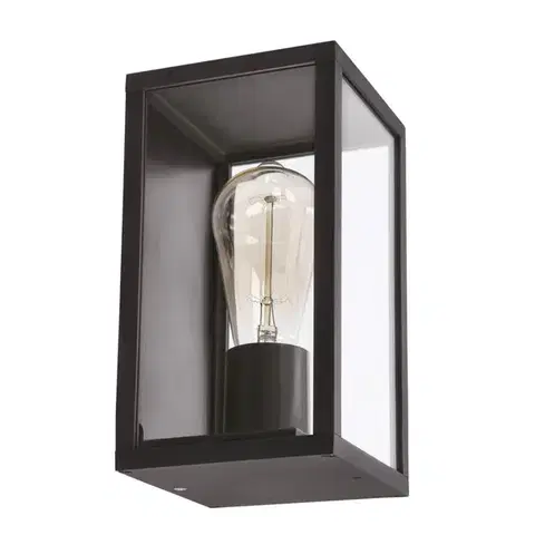 Osvetlenie Záhradná fasádna lampa Hoya obdĺžniková 12x22cm čierna 1x60W E27 IP44