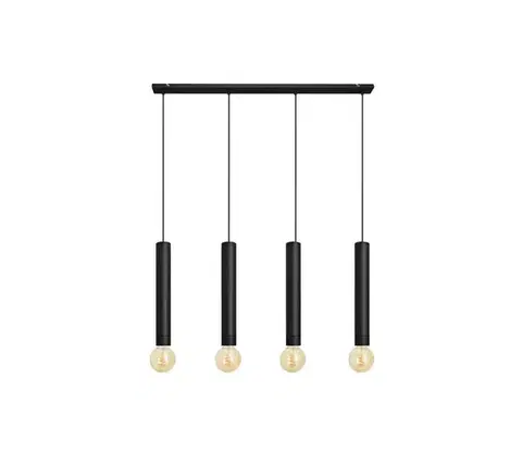 Svietidlá  Luster na lanku TUBA 4xE27/15W/230V čierna W-L 1117/4 BK