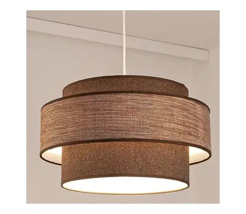 Svietidlá  Luster na lanku GRACE 1xE27/60W/230V pr. 40 cm hnedá/béžová 0819