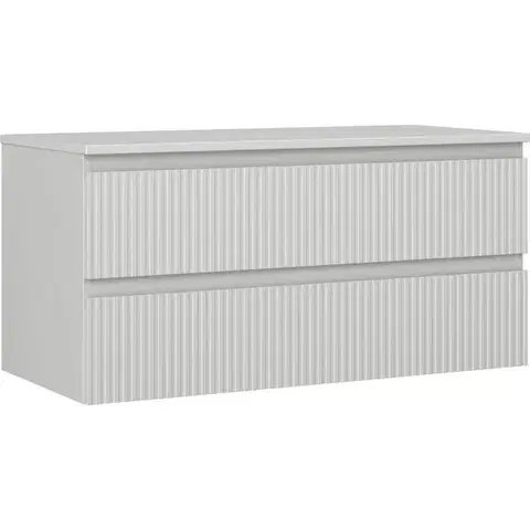 Kúpeľňový nábytok MEXEN/S - Rivel kúpeľňová skrinka pod umývadlo 100 cm s doskou, 2 zásuvky, reliéf, šedá mat 91A20-10047-2-BFFC62