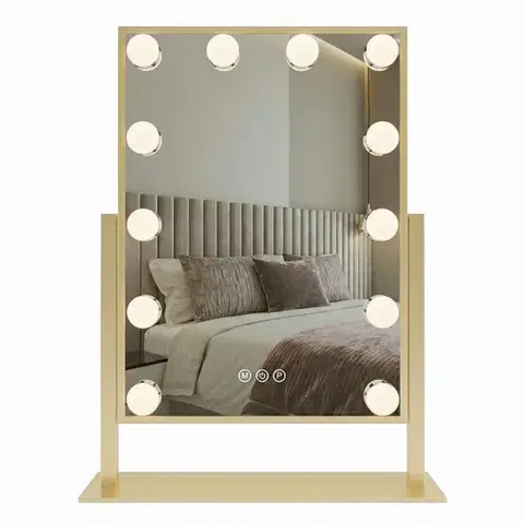 Kúpeľňové zrkadlá REA - Zrkadlo LED HOLLYWOOD L.Gold 30x40 HOM-01804