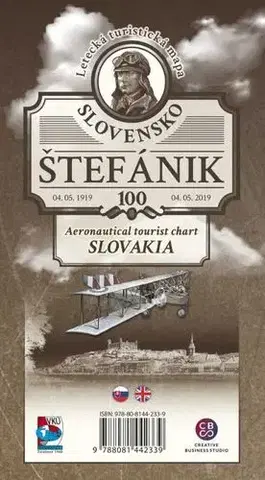 Slovensko a Česká republika Letecká mapa storočnica M.R.Štefánika