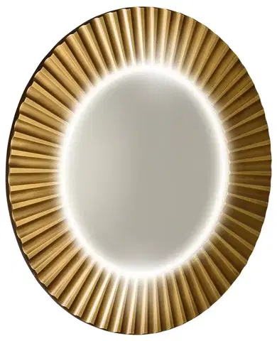 Kúpeľňové zrkadlá SAPHO - PRIDE STRIP guľaté zrkadlo s LED osvetlením v ráme, priemer 90cm, bronz PD954