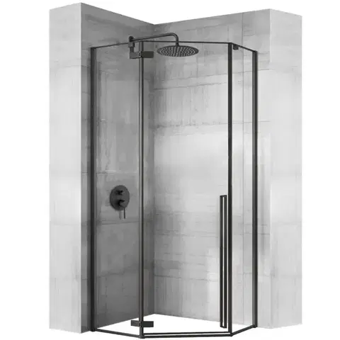 Vane REA/S - Sprchovací kút DIAMOND 90x90 - matná čierna + sprchova vanička Diamond, biela KPL-05622