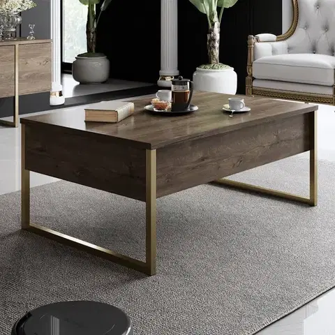 Konferenčné stolíky Konferenčný stolík Luxe - Walnut, Gold