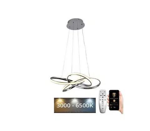 Svietidlá  LED Stmievateľný luster na lanku LED/65W/230V 3000-6500K šedá + diaľkové ovládanie J4332/CH
