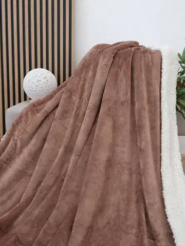 Deky MKLozkoviny.sk Baránková deka mikroplyš Exclusive 220 × 200 cm – Laura mocha mousse