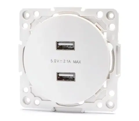 Predlžovacie káble  B.V.  - USB napájacia zásuvka bez rámčeka 2x USB-A biela B20101QPS