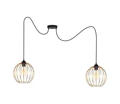 Svietidlá  Luster na lanku MATT 2xE27/60W/230V pavúk čierna/medená 0867