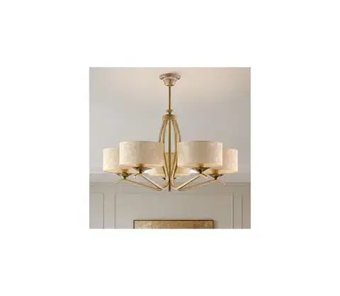 Svietidlá BRILAGI - Luster na tyči SAPHIRE 5xE27/15W/230V priemer 66 cm krémová/zlatá/patina 2149