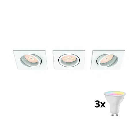 Svietidlá Philips 50193/31/PN- SADA 3x stmievateľných LED RGBW podhľadových svietidiel 1x GU10/4,8W/230V biela + diaľkové ovládanie P1927+3xAI2362