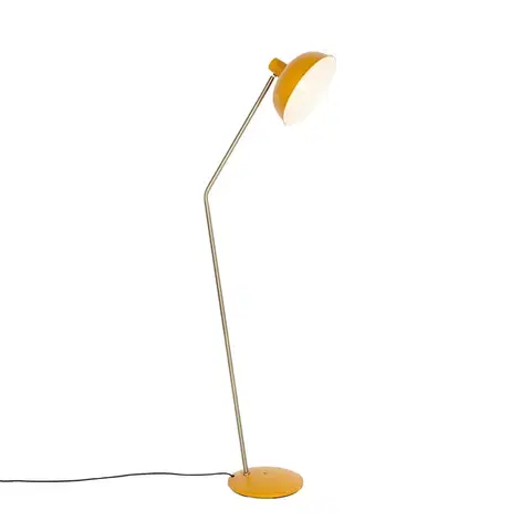 Stojace lampy Retro stojaca lampa žltá s bronzom - Milou