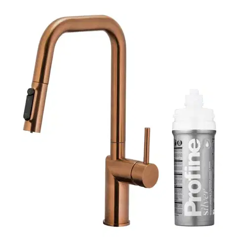 Kuchynské batérie KFA - Duero pure style pull-out kuchynská filtrujúca, brúsené ružové zlato + filter profine silver s 6623-314-34