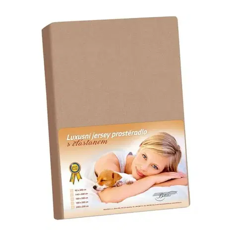Plachty Bellatex Jersey prestieradlo s elastanom kávová, 140 x 200 cm
