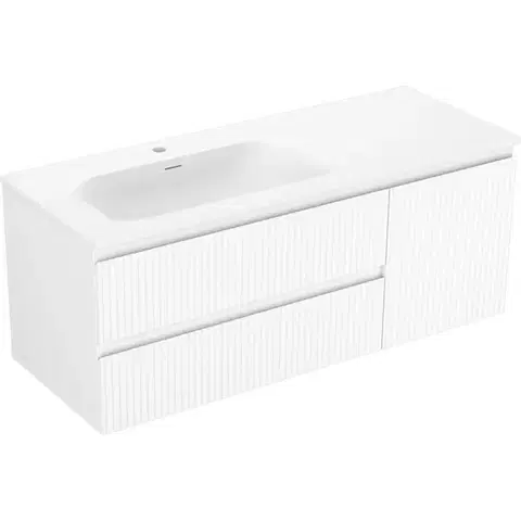 Kúpeľňový nábytok MEXEN/S - Rivel kúpeľňová skrinka 120 cm s umývadlom Vela ľavá, 2S, 1D, reliéf, biela mat 91A23-12047-3-BBFFF01-W23L01