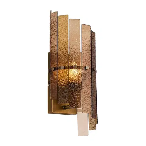 Nástenné osvetlenie Dizajnová nástenná lampa tmavobronzová s jantárovým sklom - Versailles