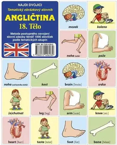 Jazykové učebnice, slovníky Najdi dvojici - Angličtina - 18. Tělo