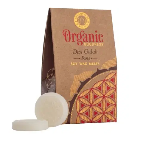 Svietniky Organický topiaci sa vosk v minciach Flower of Life, Desi Gulab - Rose