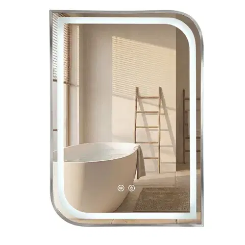 Kúpeľňové zrkadlá REA - Zrkadlo LED ZONE 70x50 BRUSH NICKEL HOM-00305