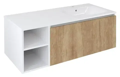 Kúpeľňový nábytok SAPHO - LOREA skrinka 120x46x51,5cm (30P+90cm), pravá, dub Alabama/biela matná LE090-2231-R-05