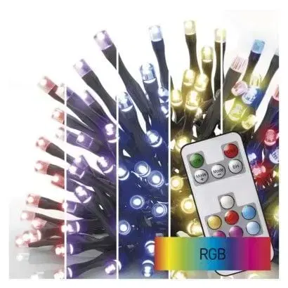 Vianočné osvetlenie EMOS Reťaz vianočná classic, RGB, 96LED, 10m, IP44