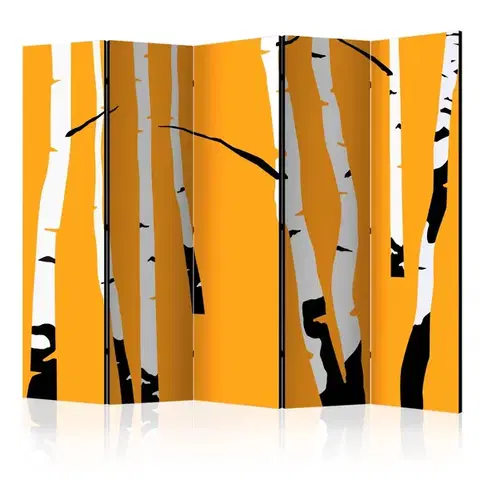Paravány Paraván Birches on the orange background Dekorhome