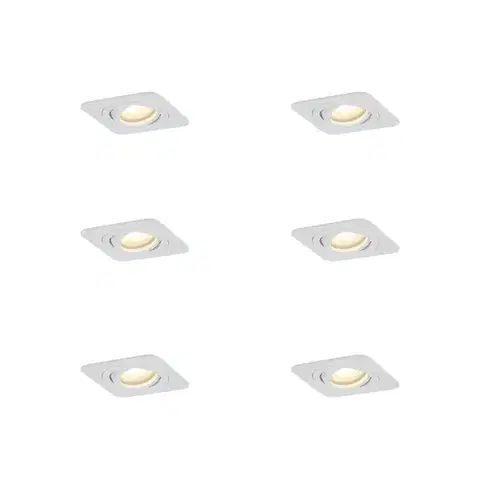Zapustené svietidlá Sada 6 zaoblených zapustených bodových svetiel biela GU10 50 mm otočné a naklápacie IP44 - Alberto