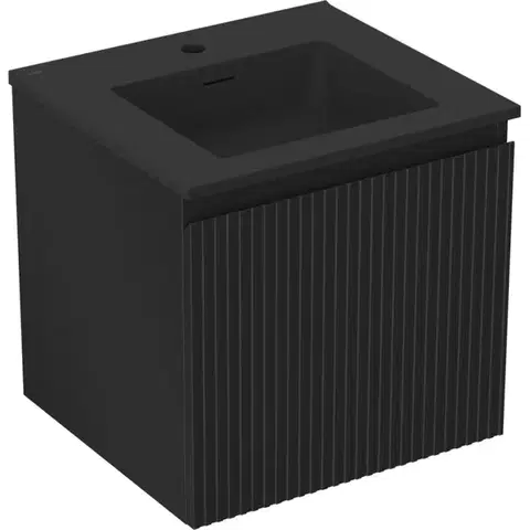 Kúpeľňový nábytok MEXEN/S - Rivel kúpeľňová skrinka 50 cm s umývadlom Otis, 1 šuplík, reliéf, čierna mat 91A20-05047-1-BF71-W18M71