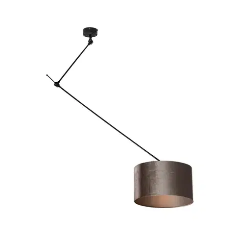 Závesné svietidlá Závesná lampa čierna so zamatovým tienidlom taupe 35cm - Blitz