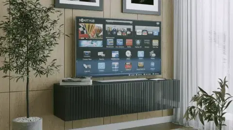 TV stolíky ArtExt Závesný TV stolík JOY | 150 cm Farba: Čierny lesk (drážky)