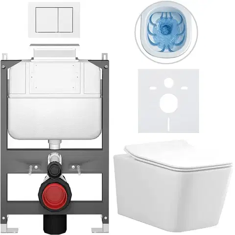 Záchody CERANO - Kompletný WC set Basic/Forte - biela lesklá - WC tlačidlo Maxio/Biela - ovládanie zhora - predstenová inštalácia - 51x36 CER-8050BD86120